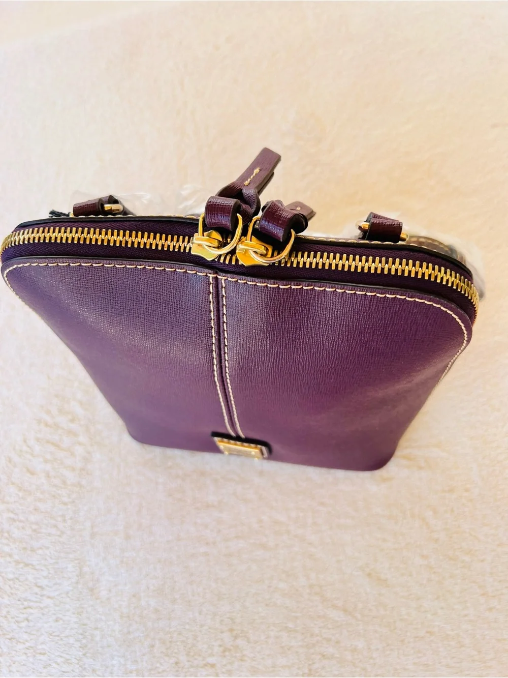DOONEY & BOURKE TRIXIE PLUM WINE SAFFIANO LEATHER CROSSBODY BAG NWT